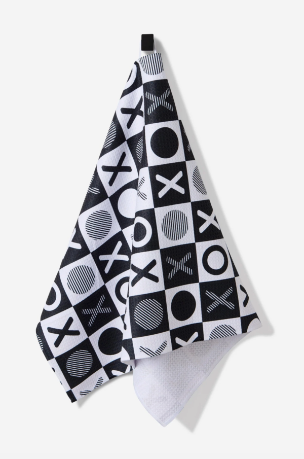 geometry checkered xoxo tea towel